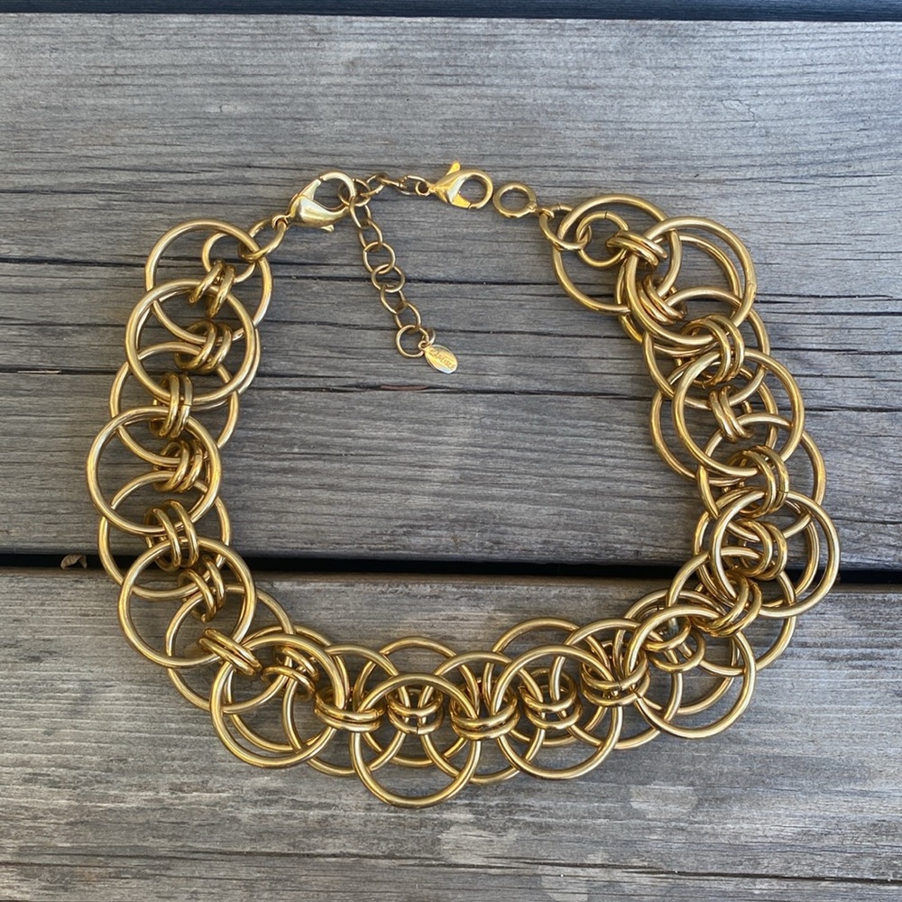Carlisle Necklace Gold Ring Weave 16 inch with a Extra lLength Option Gorgeous